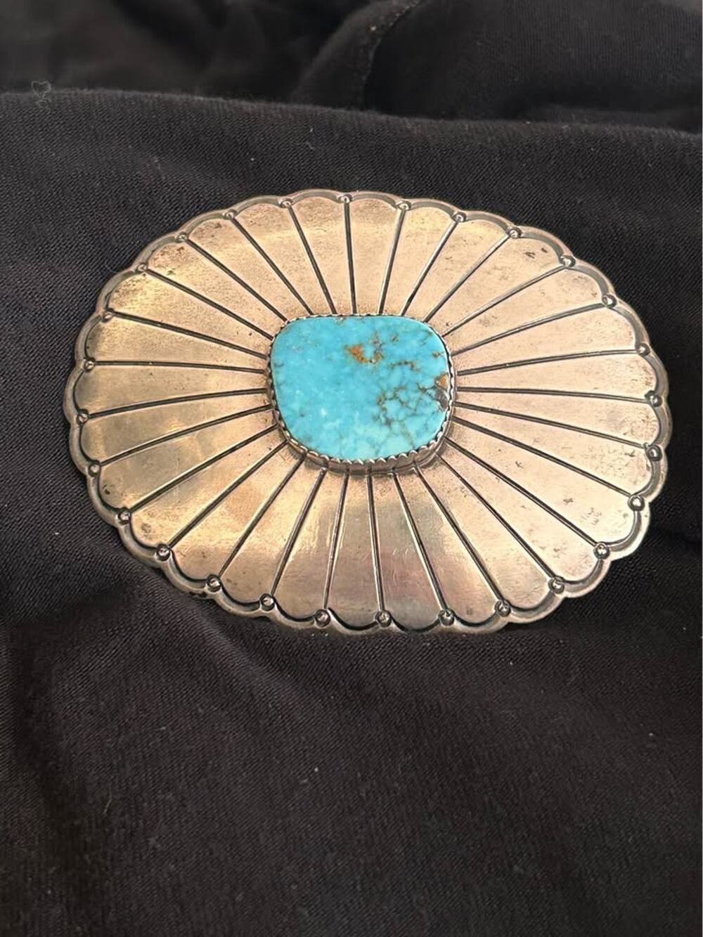 Vintage C. M. Yazzie Turquoise Sterling Silver Belt Buckle – Navajo Signed
